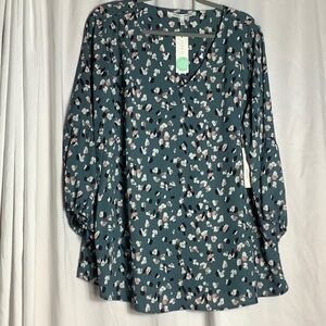 Collective Concepts Green Boxy 3/4 Sleeve Blouse